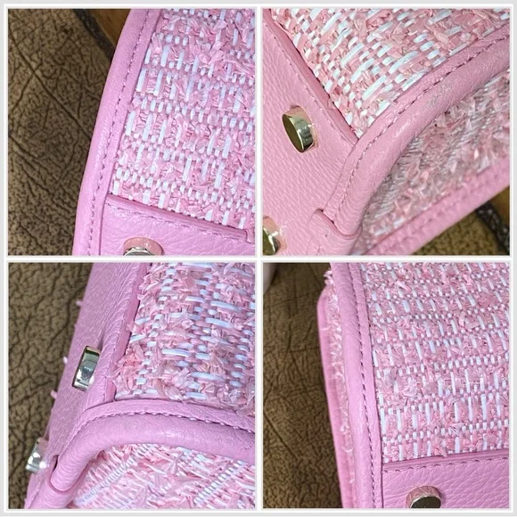 Kate Spade Pink Rowe Summer Tweed Medium Top Zip Satchel - Picture 11 of 17